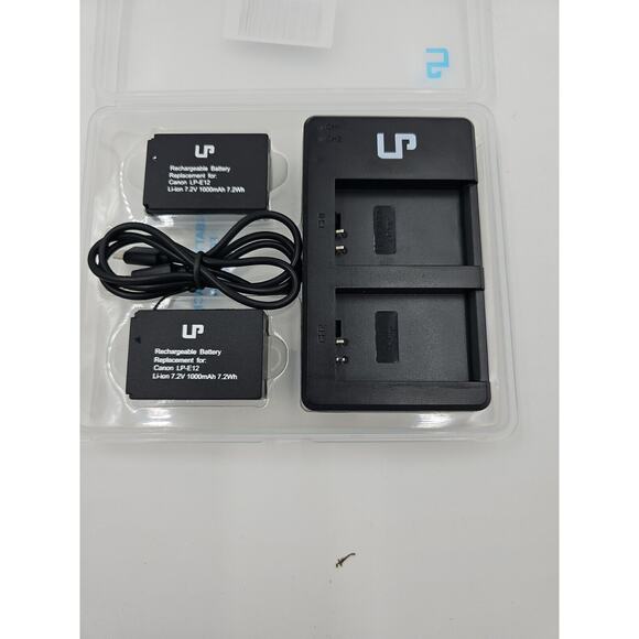 UP REPLACEMENT BATTERY FOR Canon LPE12 7.2V 1000mAh Li-Ion 2 Pack with charger - Picture 1 of 3